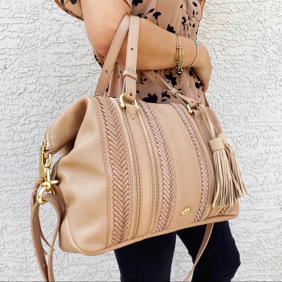 SOLD Brahmin Delaney Satchel Khaki Knoxville - Picture 2 of 16